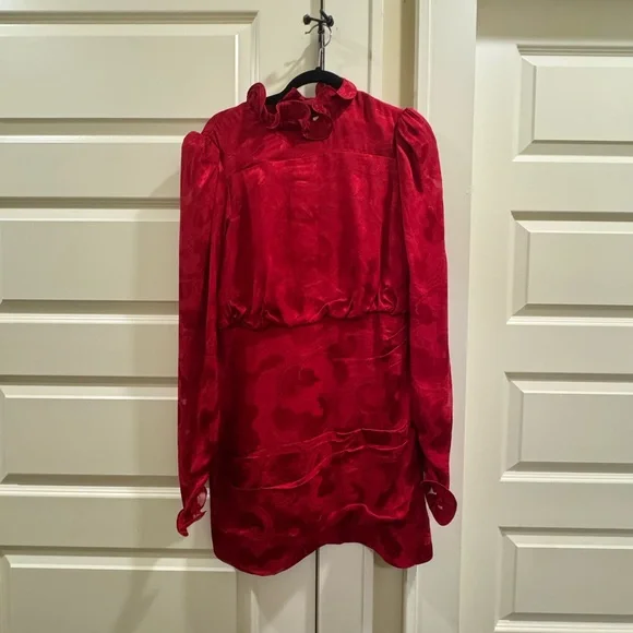 NWOT Saloni Rina Print Silk Blend Minidress Size 8 never worn Red - Picture 2 of 4
